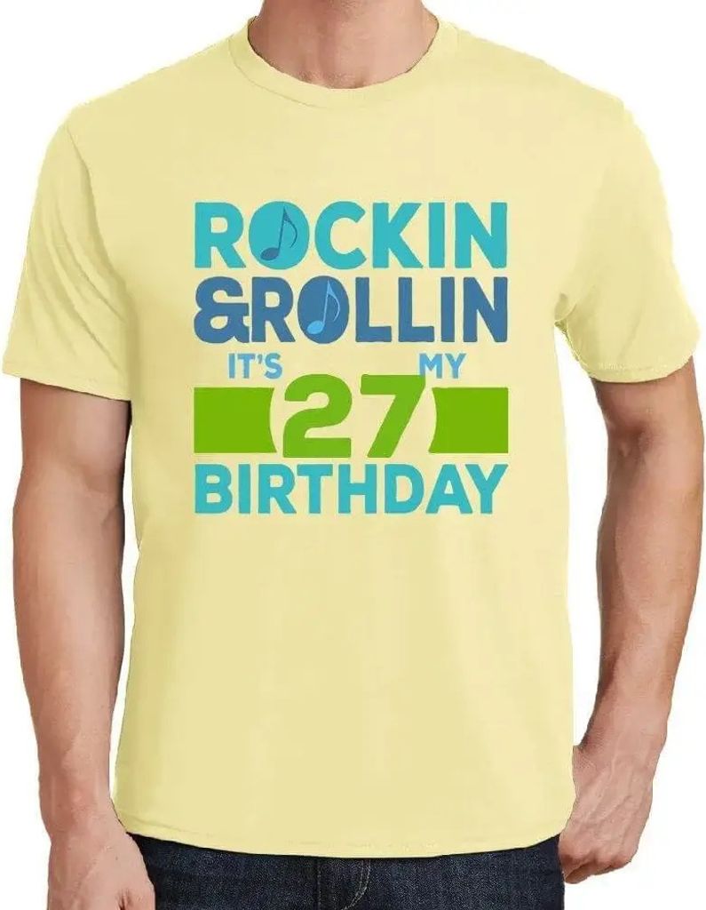 Herren Grafik T-Shirt Rockin' & rollin' es ist mein Geburtstag 27 – Rockin' & Rollin', It's My Birthday 27 – Geschenk 27. Geburtstag Jahrestag 27