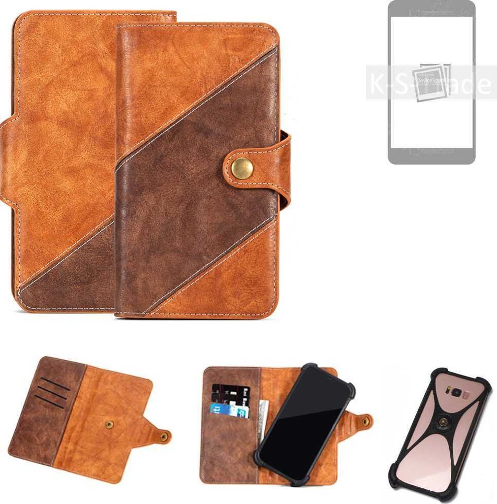 K-S-Trade Handyhülle Schutzhülle Bookstyle Case Wallet-Case kompatibel mit Samsung Galaxy S22+ Cover Klapphülle Kantenschutz Smartphone dunkelbraun