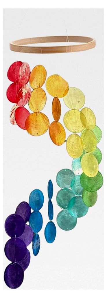 Buntes Muschel-Windspiel, handgefertigtes Windspiel für Garten, hängend für draußen, Muschel-Dekoration für Fenster, Wand, Terrasse, Garten, V...