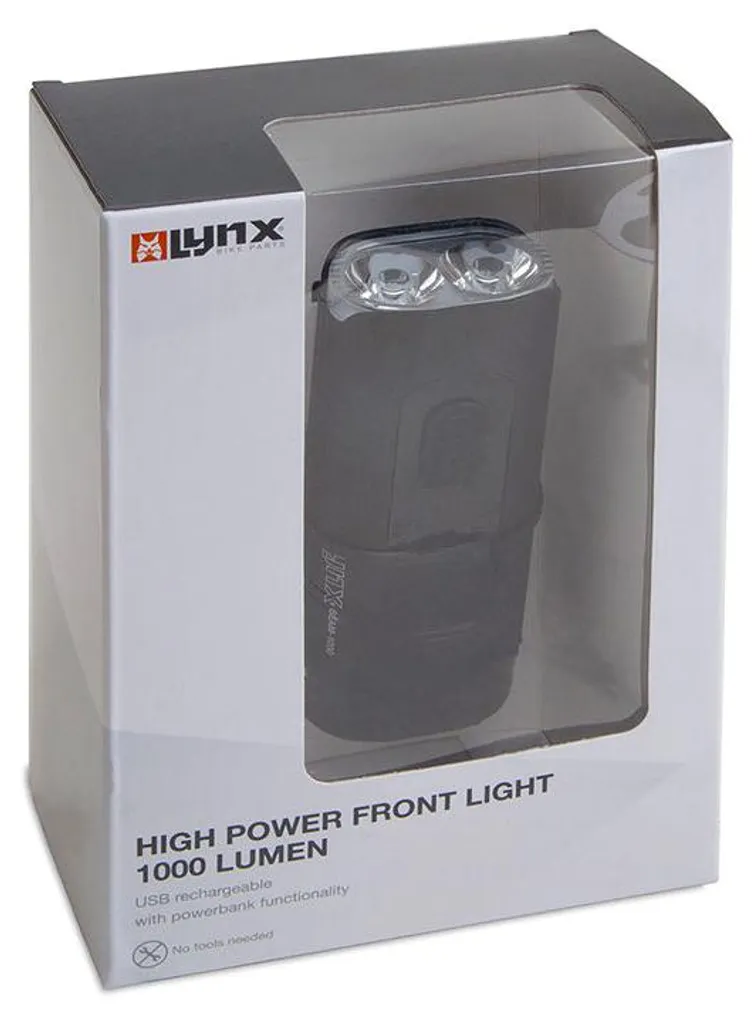 Phare vélo 1000 lumens contre l'obscurité Beam 1000 USB alu CNC solide
