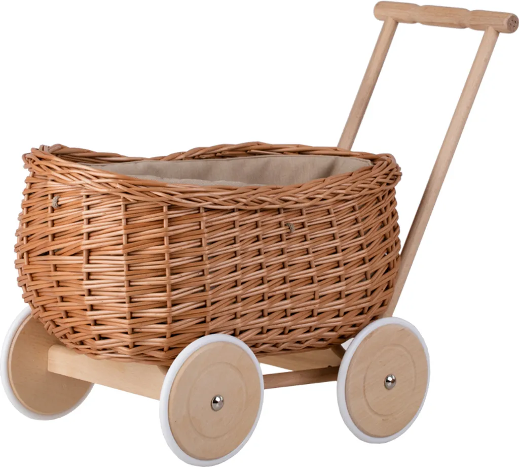LUKE Chariot en osier remorque à panier artisanale 42x28 H20/45 cm