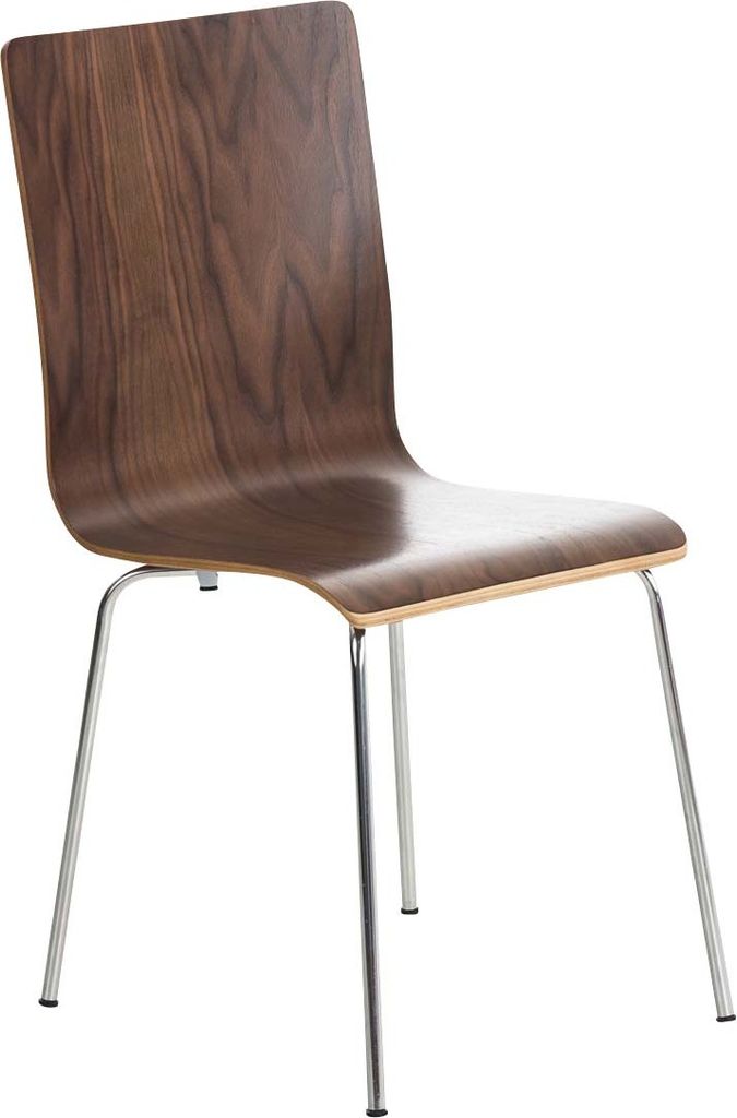 TPFLiving Besucherstuhl Peppo Lehnstuhl Konferenzstuhl aus Holz und Gestell in Chromoptik Farbe: Walnuss