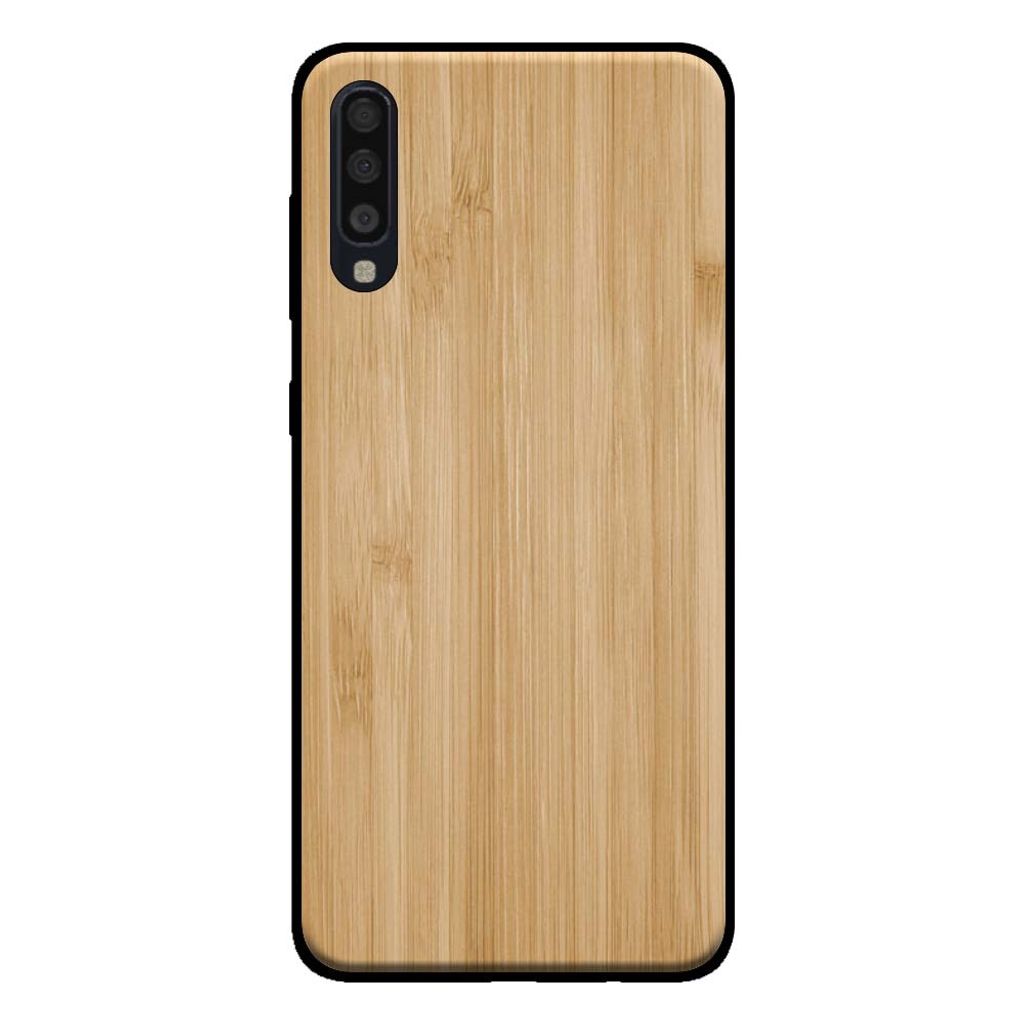 Smartphonica Handytasche für Samsung Galaxy A70 mit Holzoptik - Rückwand Bambus Kunstholzhülle - Braun