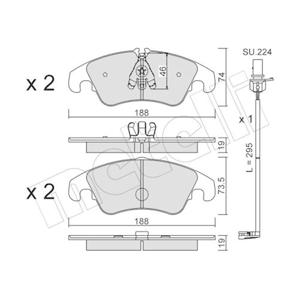 Bremsbelagsatz Scheibenbremse Metelli 22-0775-4K für Audi Vorderachse