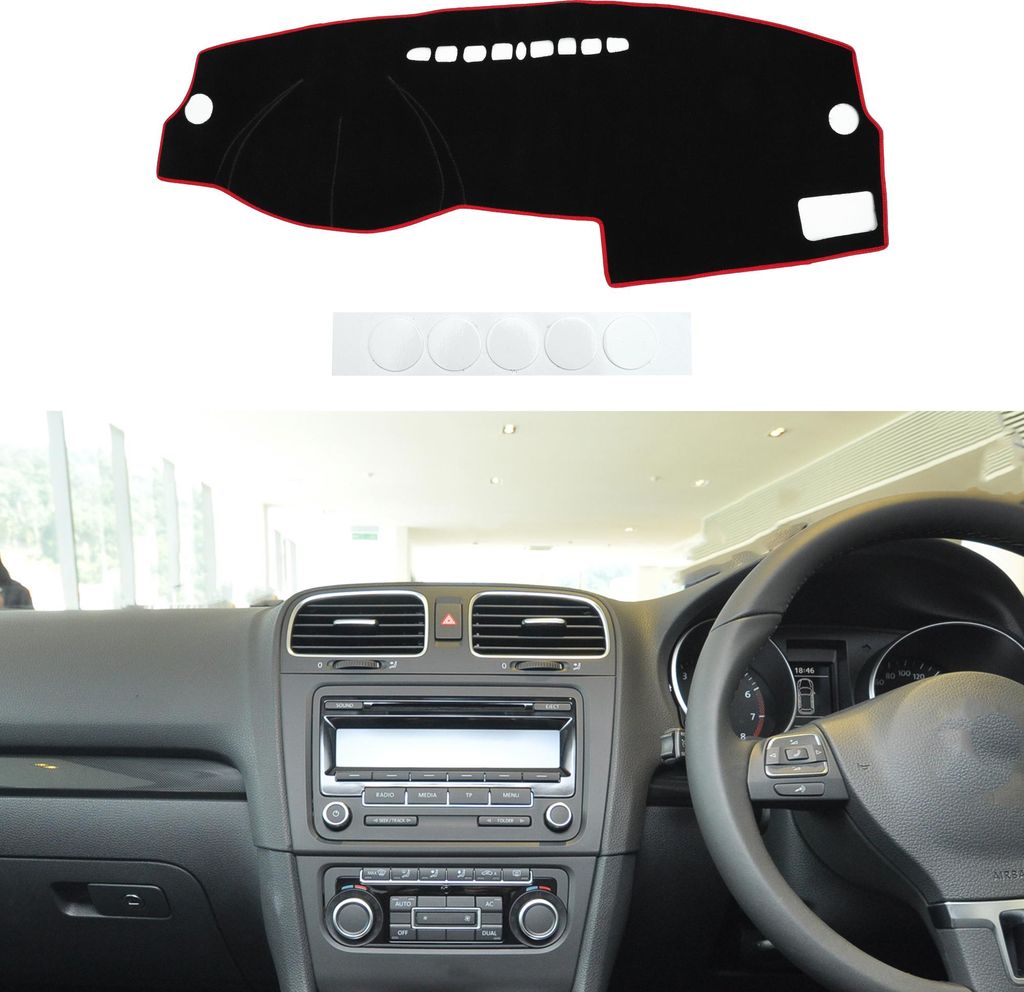 Armaturenbrett-Abdeckung, rutschfeste Armaturenbrett-Teppichmatte für Volkswagen Golf 4 für M K4 1997-2004, Polyester, Schwarz Rot