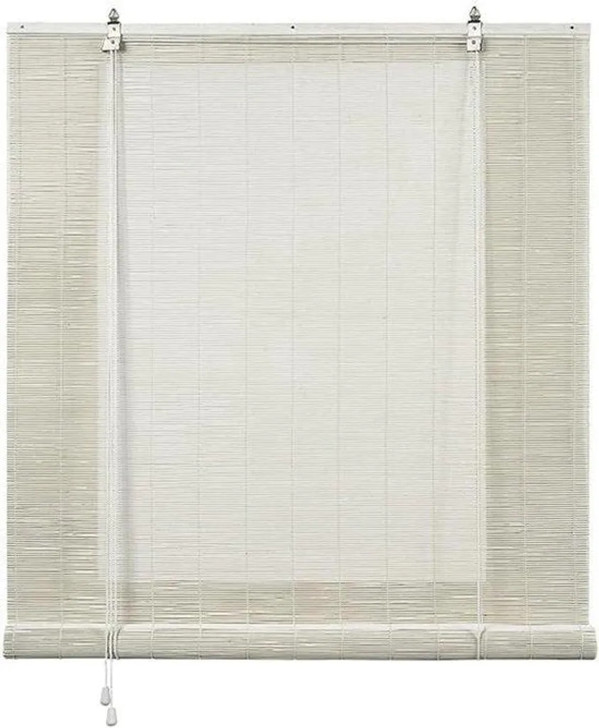 Store enrouleur bambou blanc 90x170cm - Finition laquée et design épuré