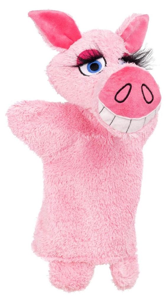 Munabo Crazy Handpuppe Schweinchen, rosa, 30cm- Witziger Begleiter mit frechem Charme