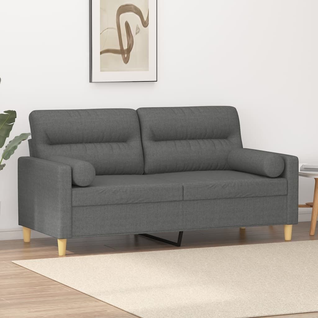 ZMH 2-Sitzer-Sofa mit Zierkissen Dunkelgrau 140 cm Stoff