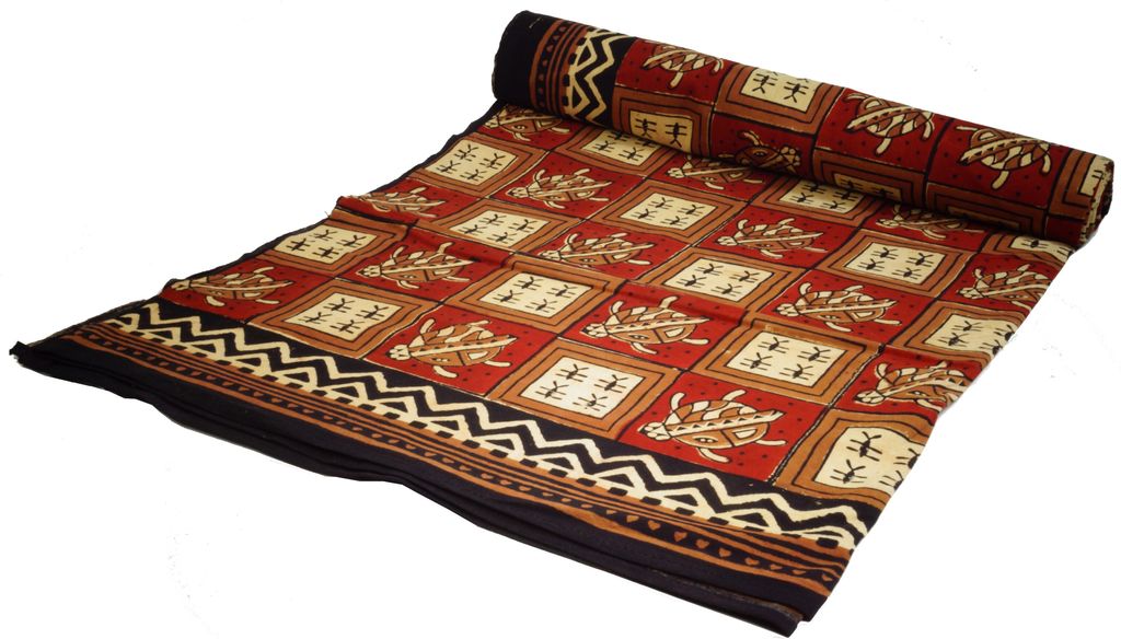 Blockdruck Tagesdecke, Bett & Sofaüberwurf, Handgearbeiteter Wandbehang, Wandtuch - Design 27, Rot, Baumwolle, Größe: Double 225*275 cm