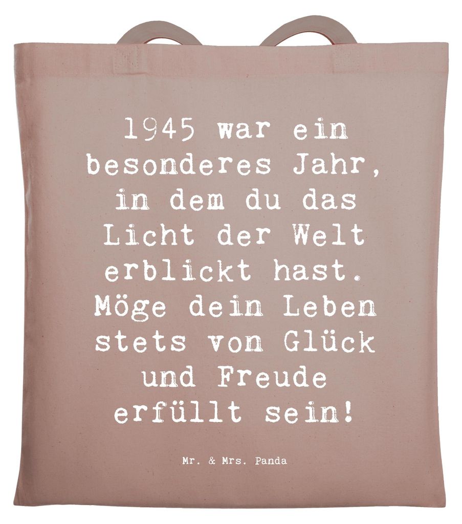 Mr. & Mrs. Panda Jutebeutel Spruch 1945 Geburtstag - Braun Pastell - Geschenk, einkaufsshopper, Himmel, Tote Bag, Tasche, Schultasche, Beutel, Gebu...