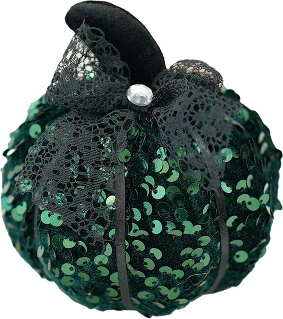 Kürbis-Mittelstück mit Pailletten, Halloween-Kürbis-Dekoration, glitzernder Kürbis mit Schleife, Ornament für Herbst, Erntedankfest, Heim-Tisc...