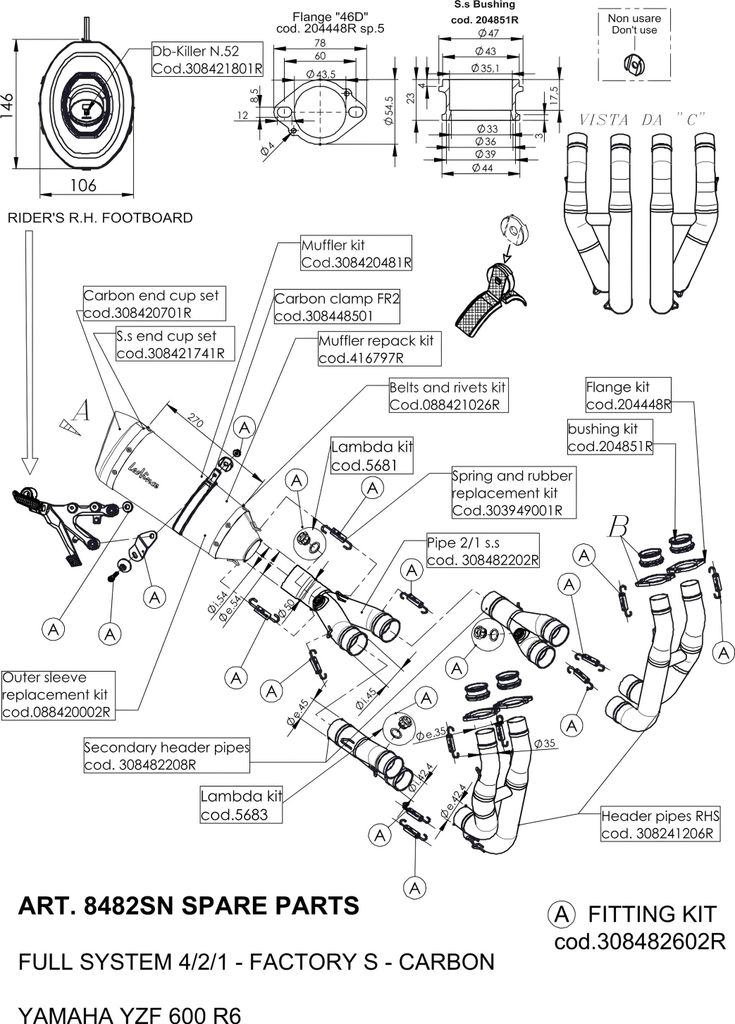 Auspuffrohr LeoVince Auspuff-Ersatzteil Verbindungsrohr