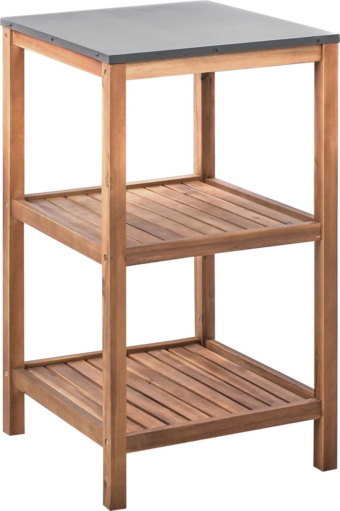 BELIANI Outdoor-Kücheninsel Braun Akazienholz 50x50x83 cm mit Stahlplatte Modern Outdoor-Küchenmöbel für Garten Draußen Außenbereich