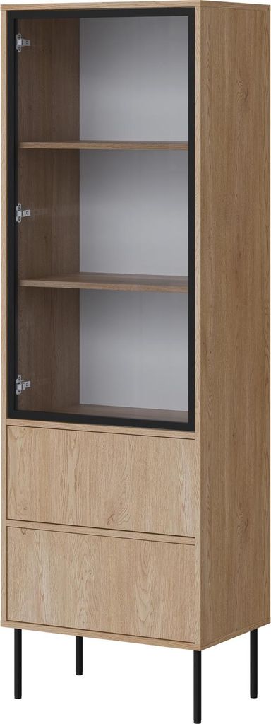 Furniture24 Vitrine Domi 60 1 Türig Vitrinenschrank 60X185X40 Cm - Cremona Eiche