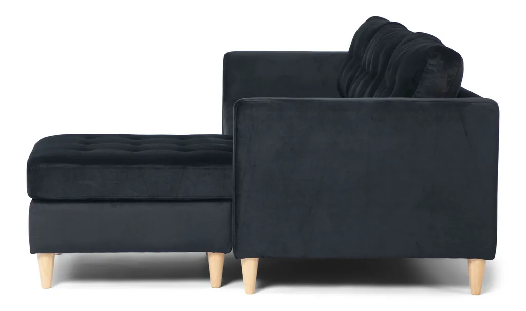 Canapé modulable velours noir angle interchangeable Marino