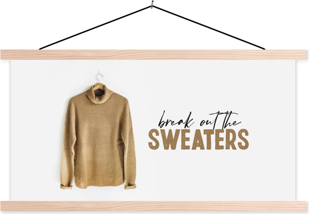 MuchoWow Textilposter Pullover - Winter - Angebot 60x30 cm mit holzfarbenen Rahmen - Dekoration