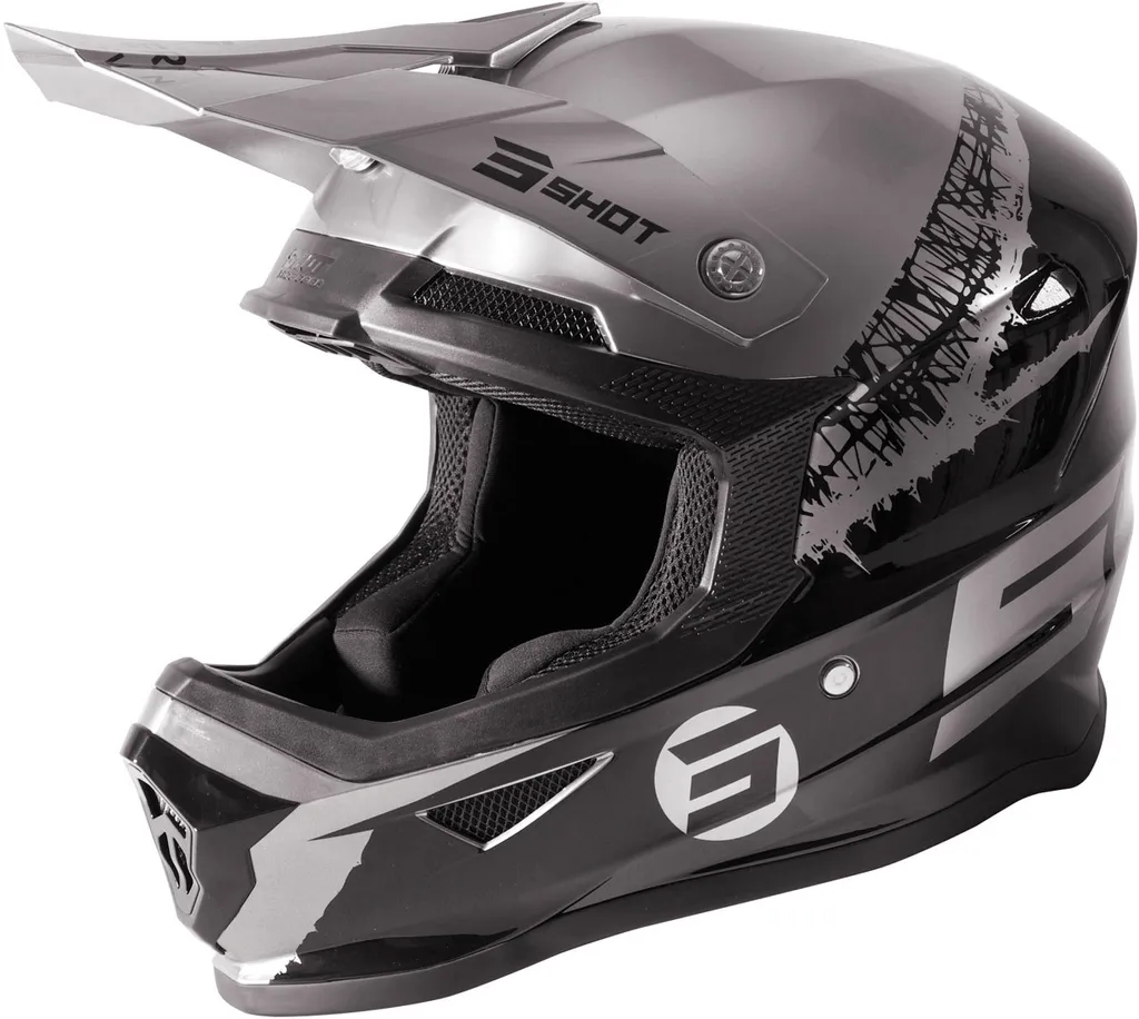 Casque Motocross Shot Furious Storm Noir Chrome XL : Confort et Sécurité