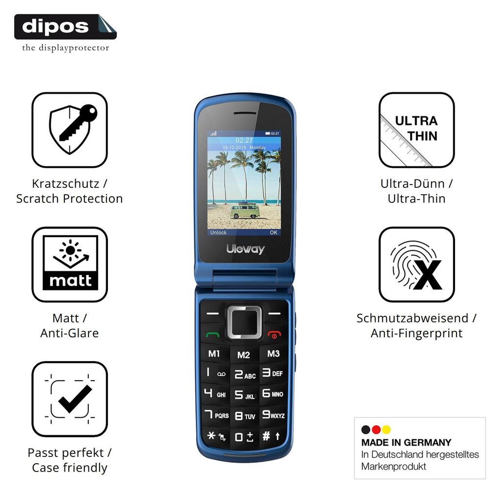 4x Schutzfolie für Ufferson G380D matt Displayschutzfolie Folie Display Schutz dipos