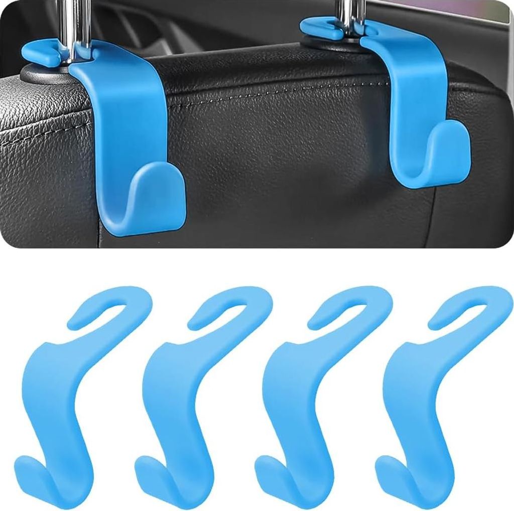 Haken für die Kopfstütze im Auto, 4 Stück, schwarz, Haken für versteckte Autositze, geeignet zum Aufhängen von Taschen, Einkaufstaschen, Spiel...