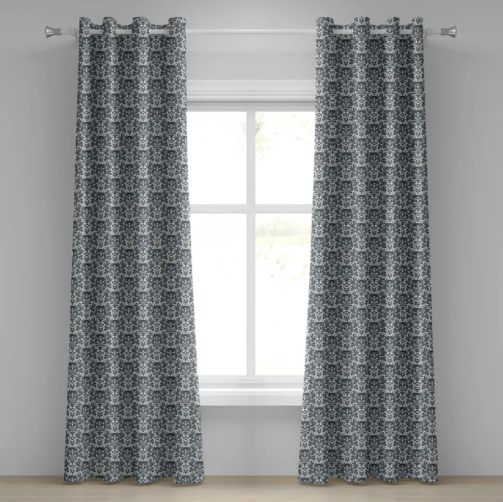 Rideau à œillets ABAKUHAUS motifs crânes baroques 280x175 cm Gris
