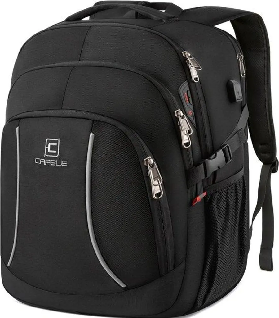 Bagage cabine 17,3 pouces noir imperméable pour voyage d'affaires et USB