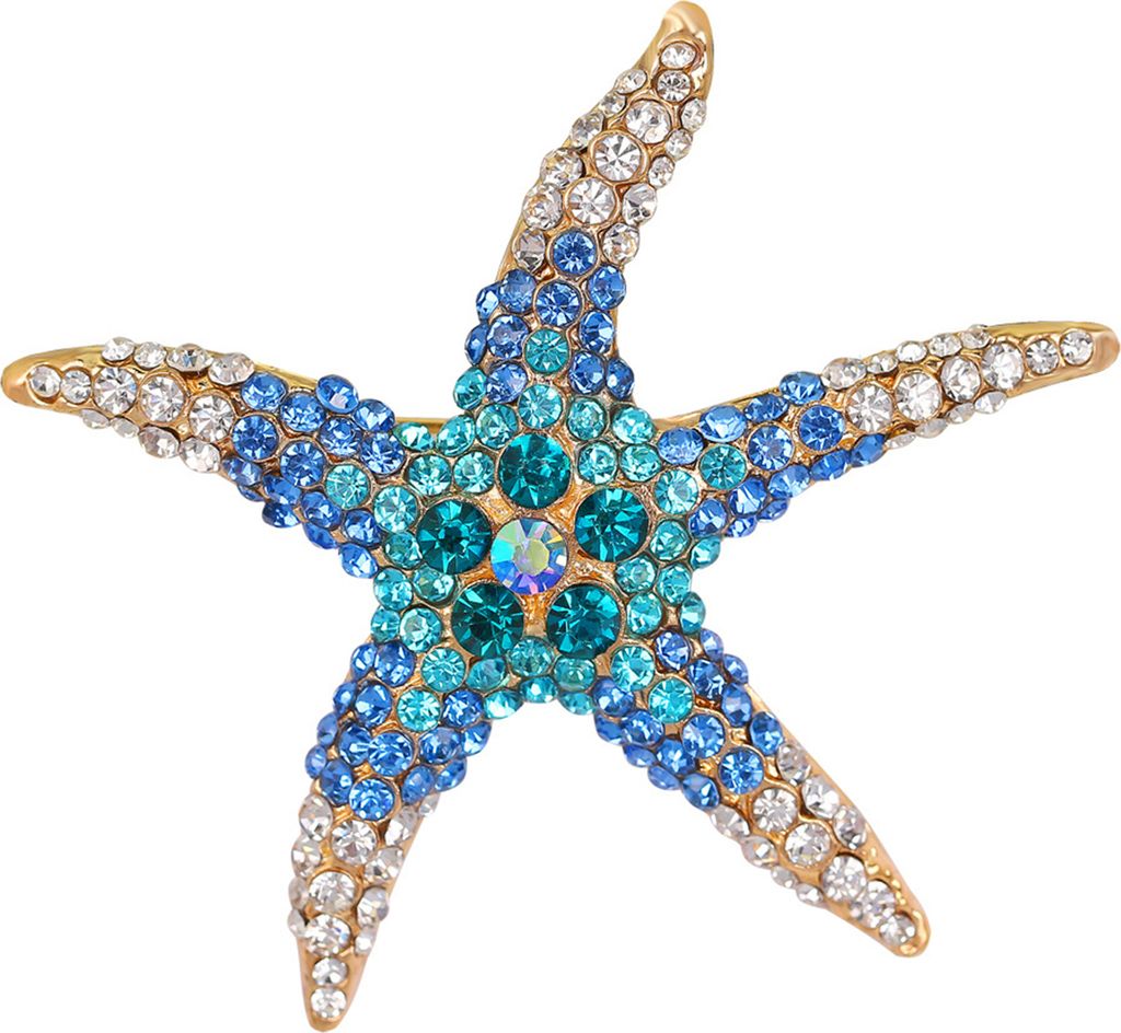Niedliche bunte Strass-Seestern-Brosche, elegantes Kleidungszubehör, für Männer und Frauen, Taschen, Hüte, Business-Anzüge, Reversnadel, Modes...