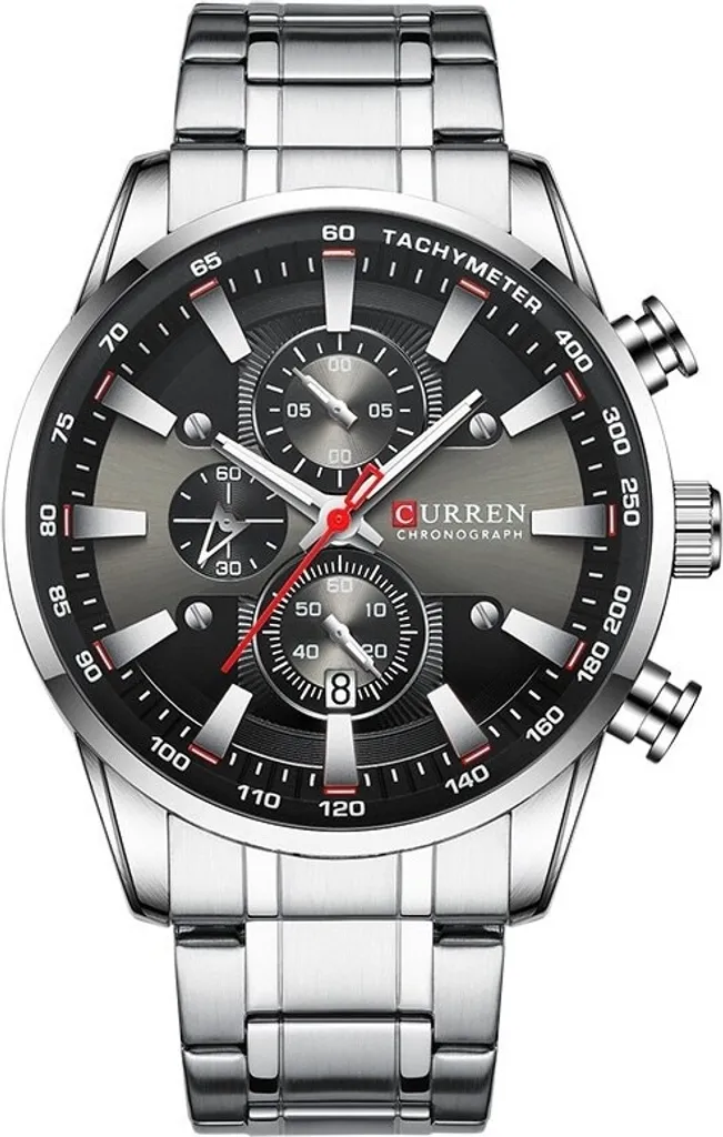 Montre Homme CURREN Nash avec Cadran Noir et Bracelet Acier Argenté Luxe