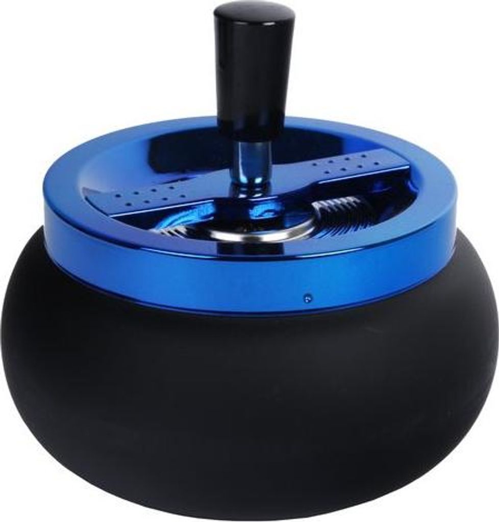 Großer Drehaschenbecher 13cm schwarz blau Produktbild 