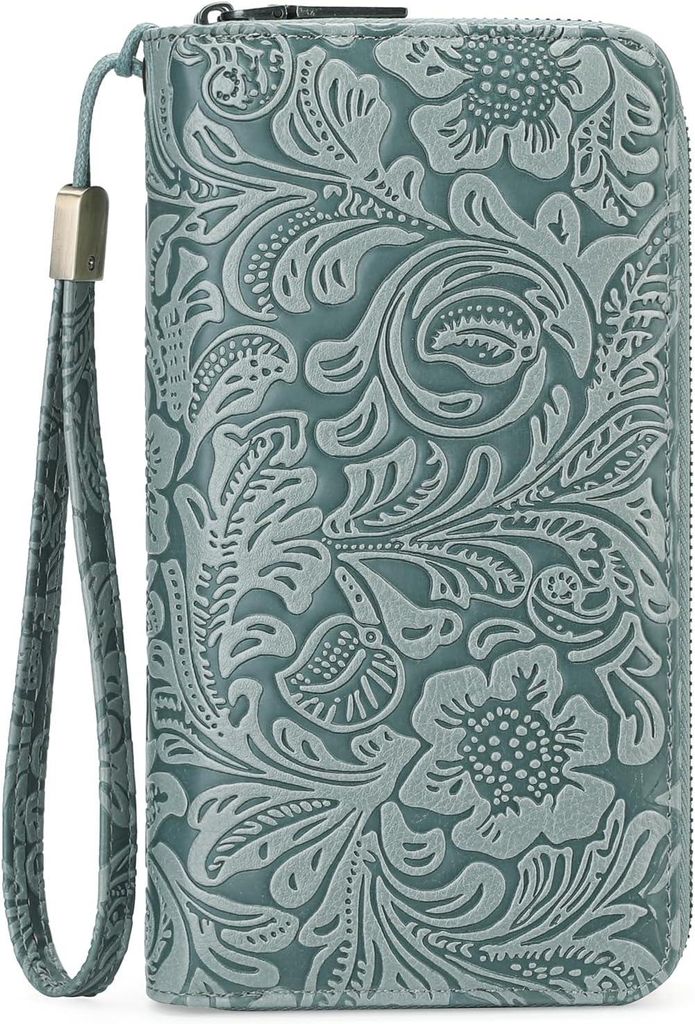 Große Damen Geldbörse mit RFID, Leder Portemonnaie mit Doppelreißverschluss, 16 Kartenfächern, Münzfach & Handschlaufe – geräumige Brieftas...