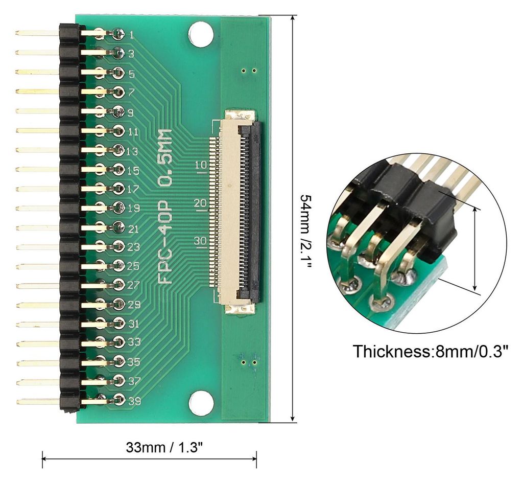 FFC FPC Connector Board 40 Pin 0.5mm 2.54mm auf 1.0mm 2.54mm PCB Konverterplatine fš¹r DVD TV/Digitalkameras/Laptops