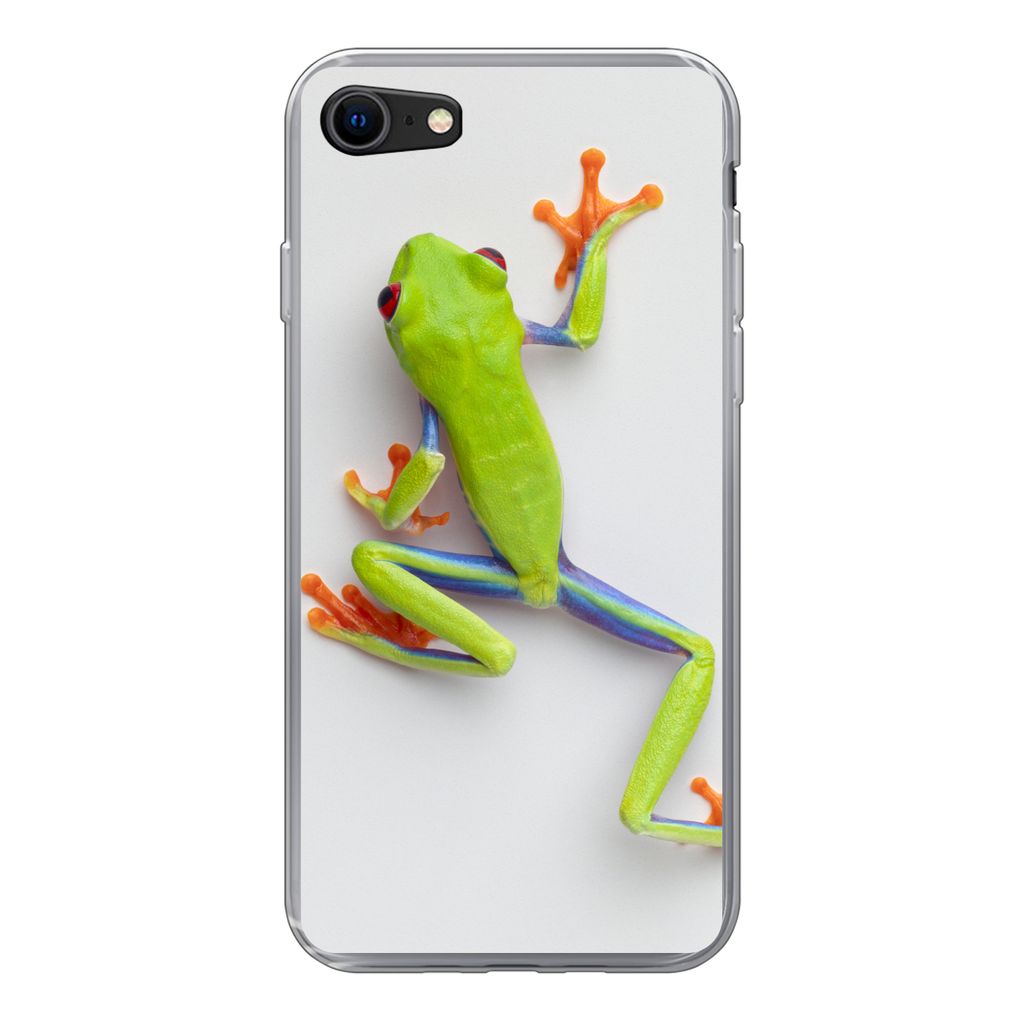 MuchoWow Handyhülle Schutzhülle Hülle für iPhone SE 2022 Frosch - Tiere - Grün Silikon Softcase Handy Hülle - Schutzhülle