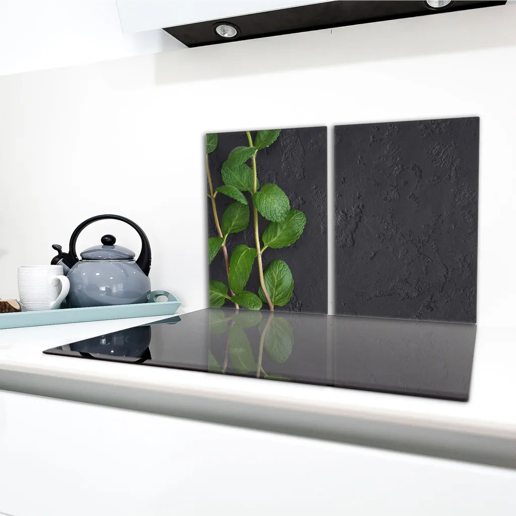 Protezione Piano Cottura Vetro Ardesia Menta 2x 40x52cm per Induzione - 3