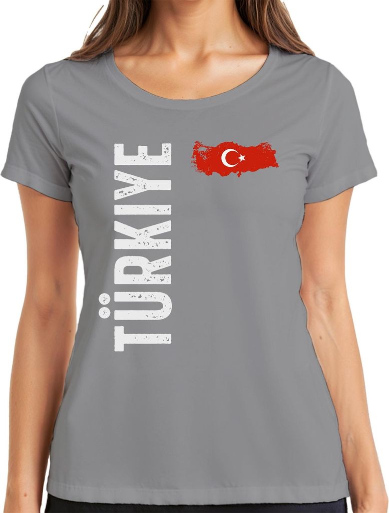 Türkei Flagge Fußball Fan WM Weltmeisterschaft 2026 Damen T-Shirt, Grau, L