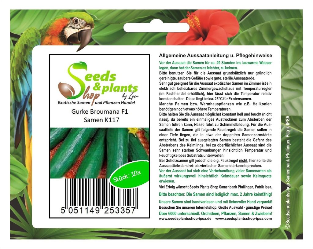 10x Gurke Broumana F1 Gurken Cucumis sativus Gemüse Garten Pflanzen - Samen K117