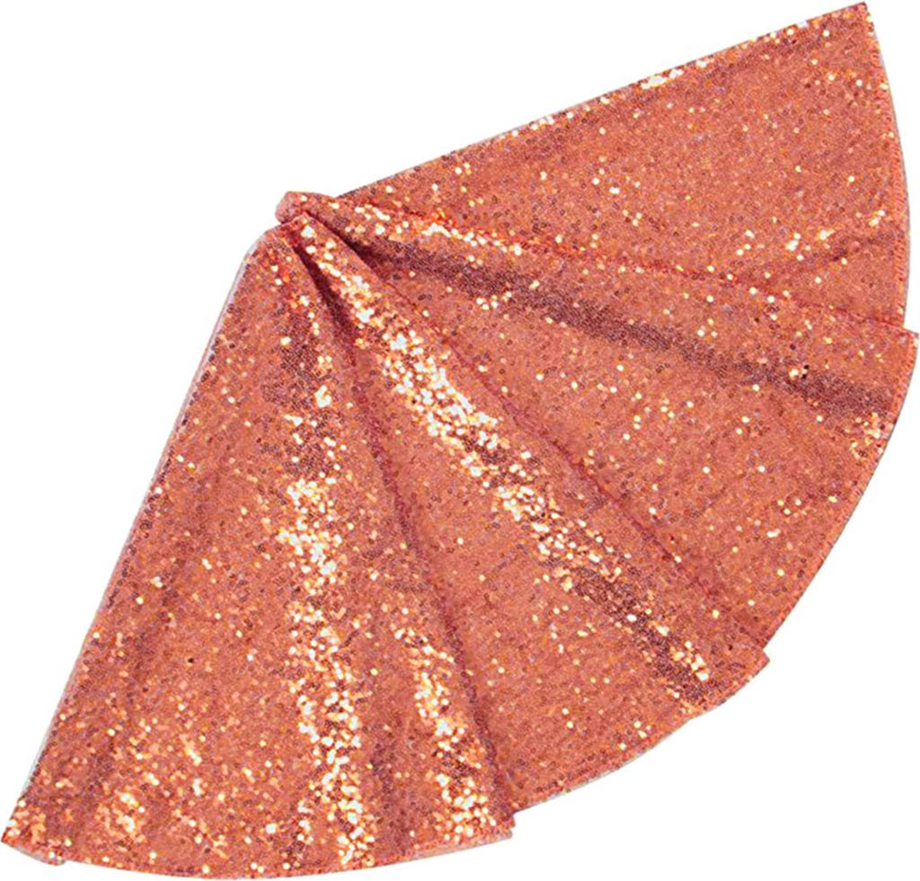 Weihnachtsbaumrock, lebendige Farbe, elegante, glänzende Pailletten, Weihnachtsbaummatte für festliche Partydekorationen zu Hause, 90 cm, Roségold