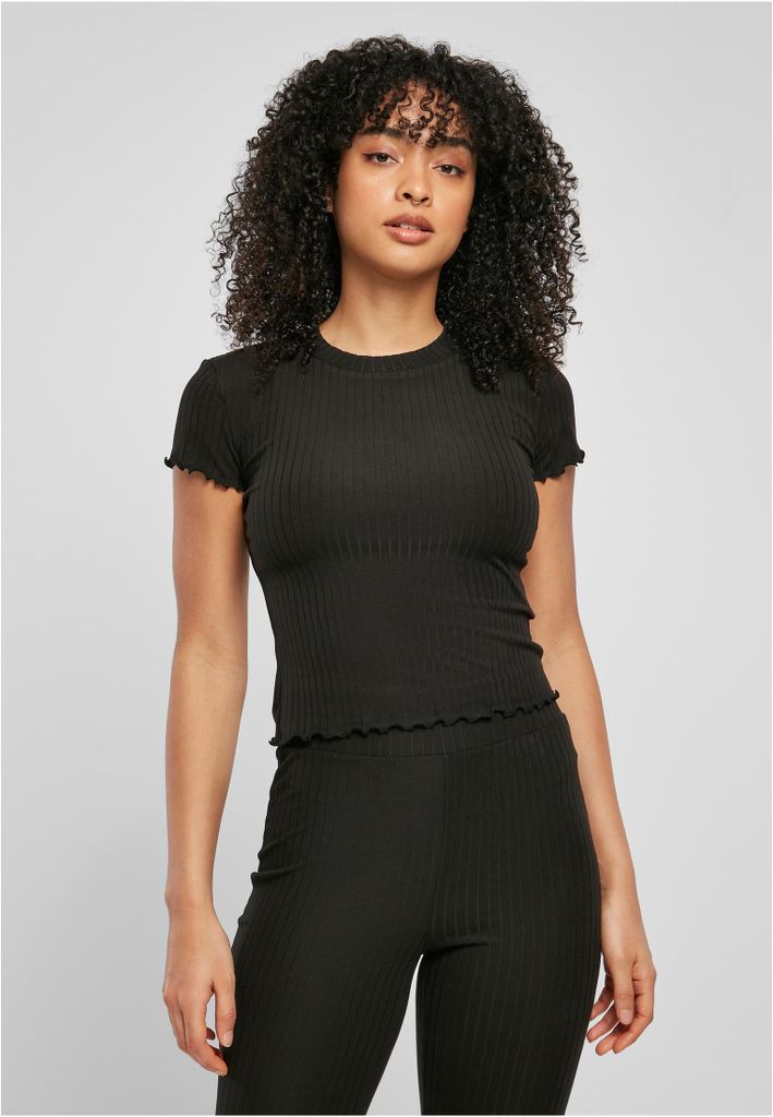 Ladies Short Rib Tee black XS