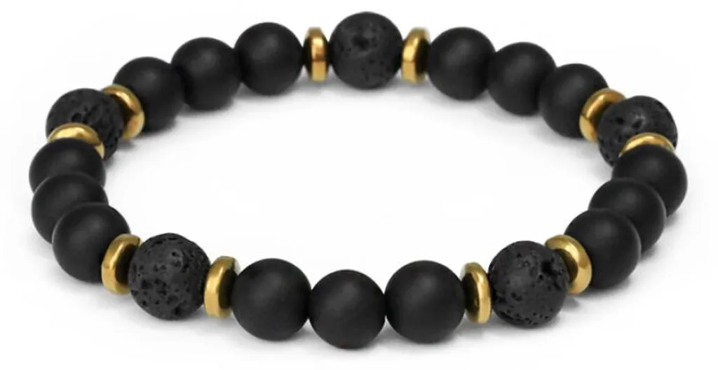 Bracelet zen en pierres d'onyx et lave pour le bien-être au quotidien