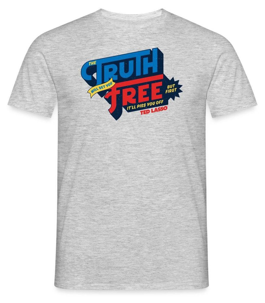 Spreadshirt Ted Lasso Zitat The Truth Will Set You Free Männer T-Shirt, XL, Grau meliert