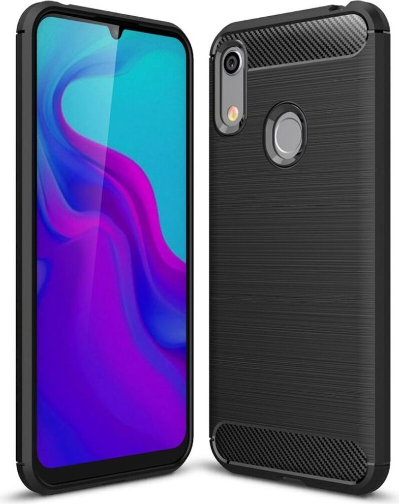 Schutzhülle Handyhülle für Huawei Y6 (2019) Case Cover Carbon Optik Schwarz