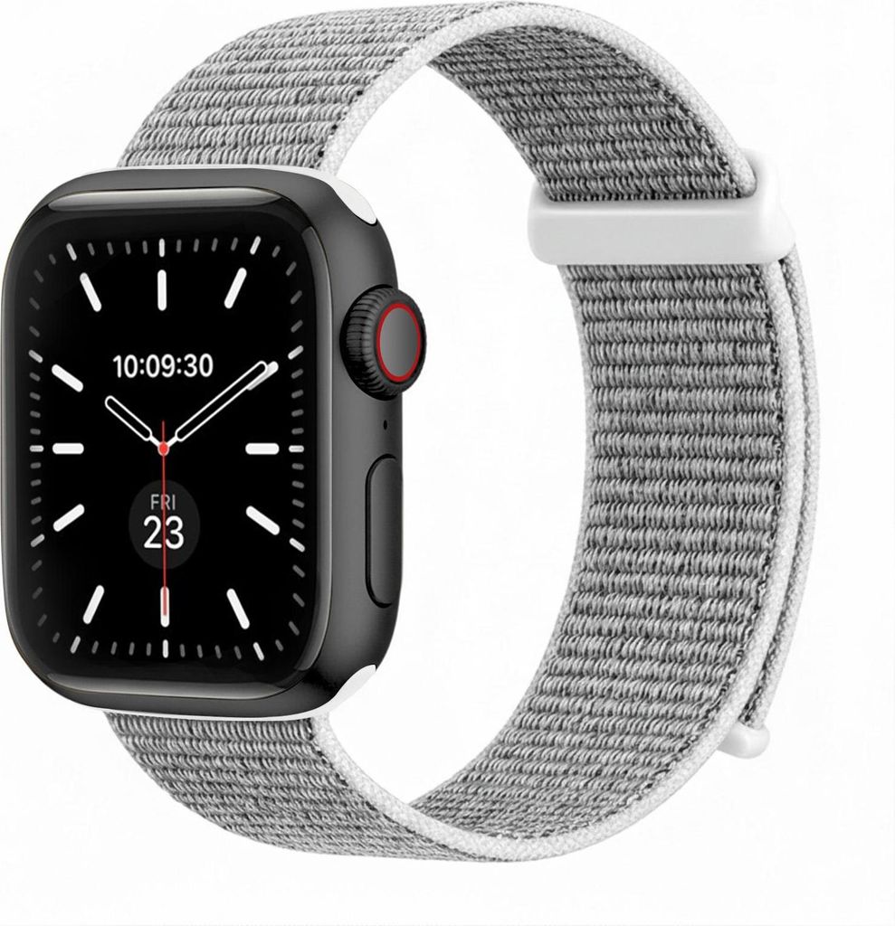 Smartwatch Armband für Apple Watch Series 6 44mm Nylon Textil Band Ersatzband Wechselband Klettverschluss flexibel atmungsaktiv Grau