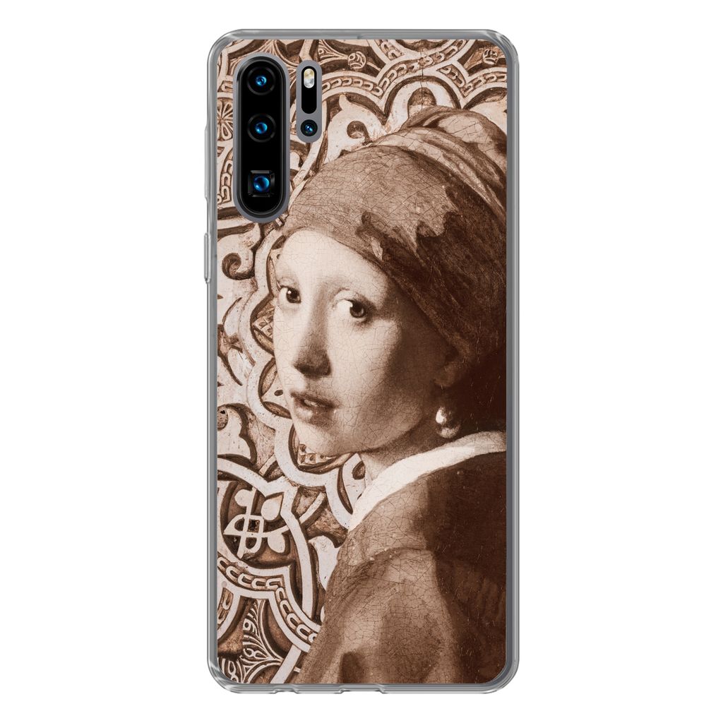 MuchoWow Handyhülle Schutzhülle Hülle für Huawei P30 Pro Das Mädchen mit dem Perlenohrring - Vermeer - Schnittmuster Silikon Softcase Handy ...