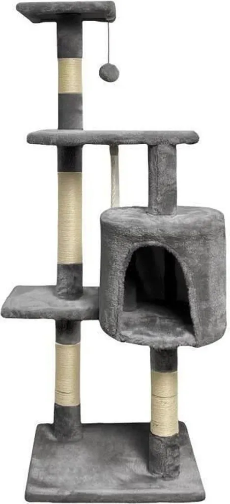 Arbre à chat gris foncé PALOMA 114 cm multi-niveaux avec niche de repos