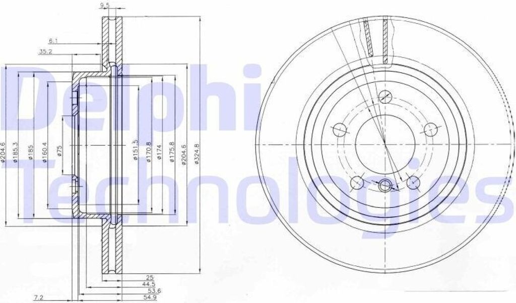 2x DELPHI Bremsscheibe BG3938 für BMW X3 (E83) 62mm 325mm