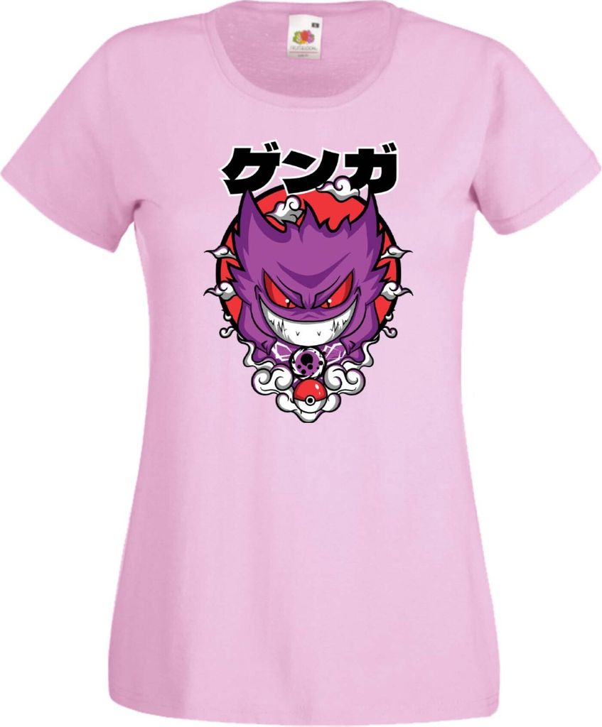 Damen T-Shirt Anime Manga Pokemon Gengar, Lady M / Hellrosa