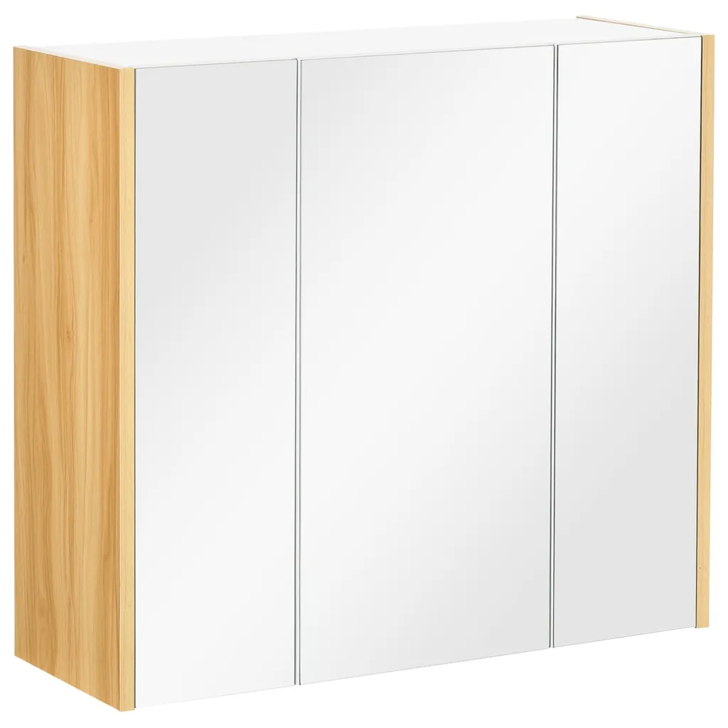 Armoire de toilette blanche avec miroir 3 portes rangement mural 60 cm
