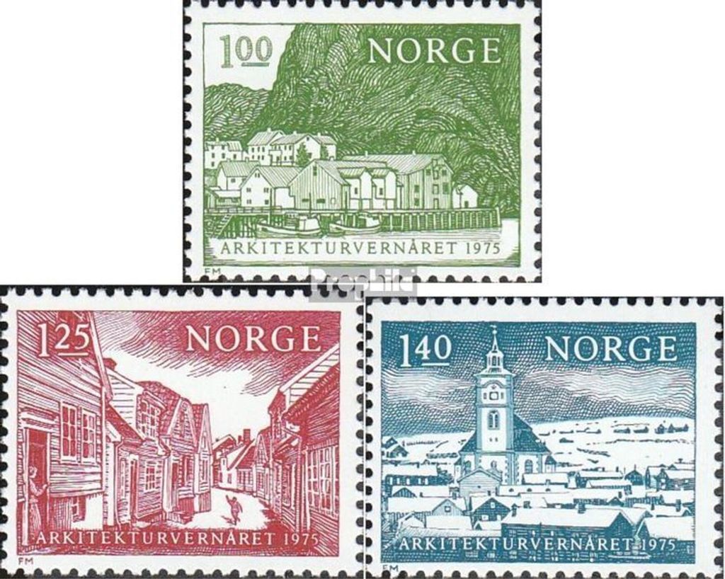 Briefmarken Norwegen 1975 Mi 700-702 (kompl.Ausg.) postfrisch Denkmalschutzjahr
