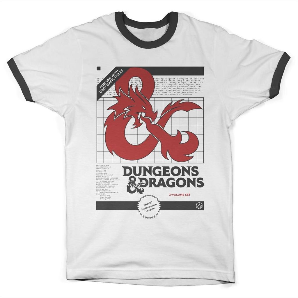 Dungeons & Dragons - 3 Volume Set Ringer Tee - Medium - WhiteBlack
