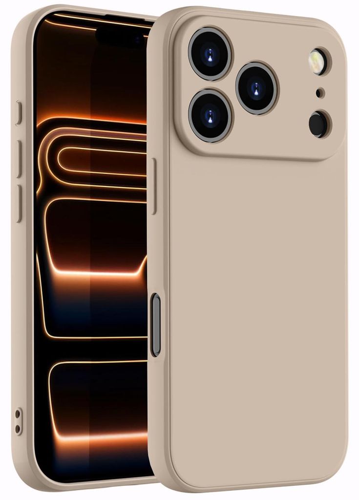 Hülle für iPhone 17 Pro Max, Slim Liquid Silikon Gel Gummi Stoßfest Schutzhülle Beige