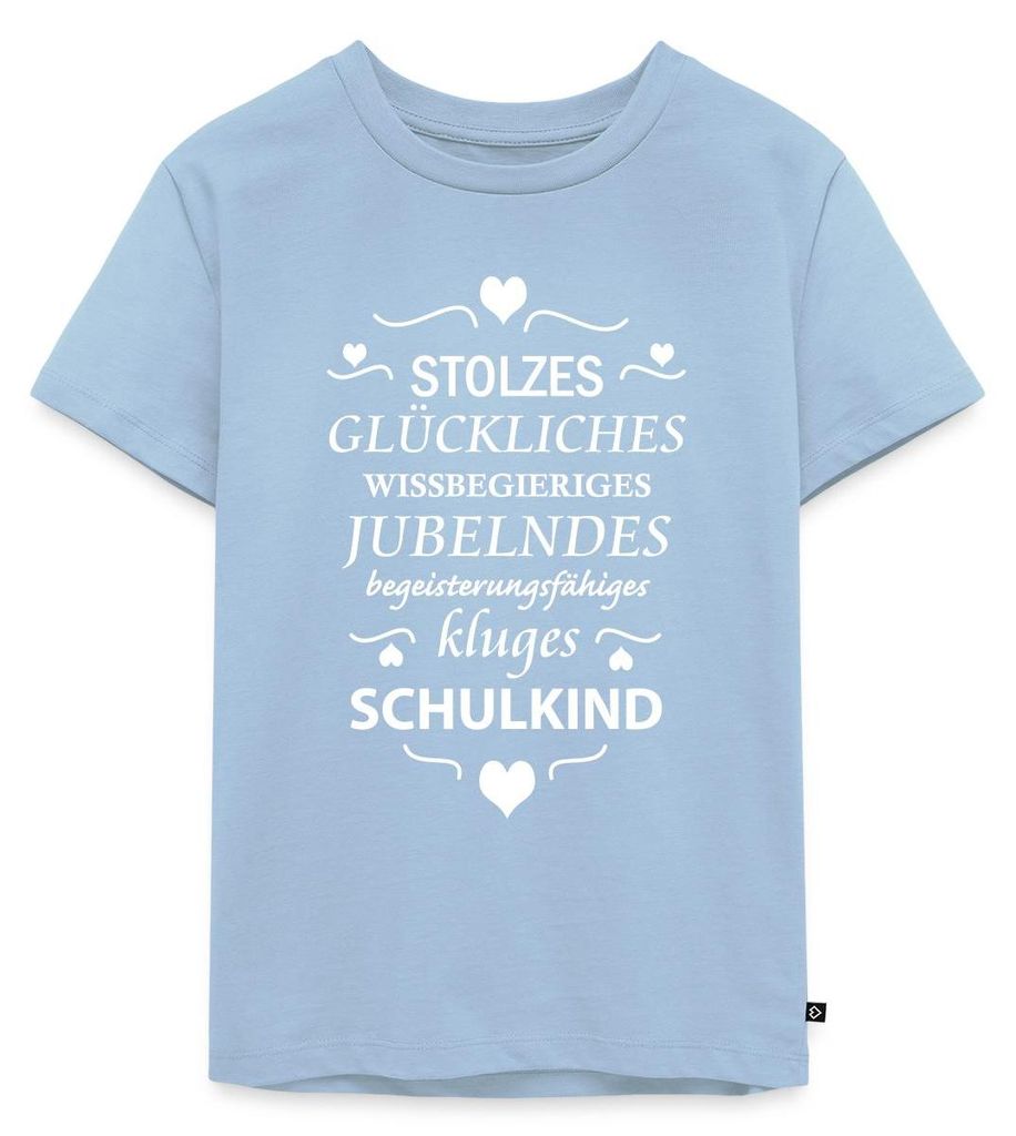 Spreadshirt Einschulung Kluges Stolzes Glückliches Schulkind Kinder Premium T-Shirt, 98/104 (2 Jahre), Hellblau