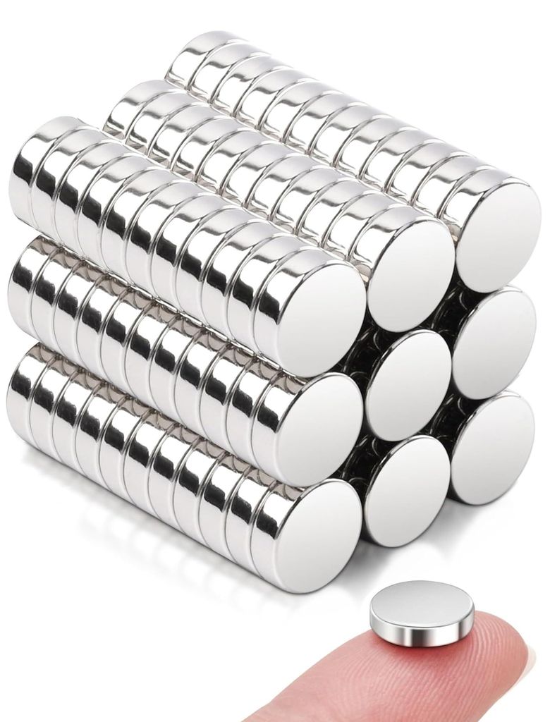 100 starke 8x2 mm Magnete, für Magnettafeln, Kühlschränke und DIY-Projekte.